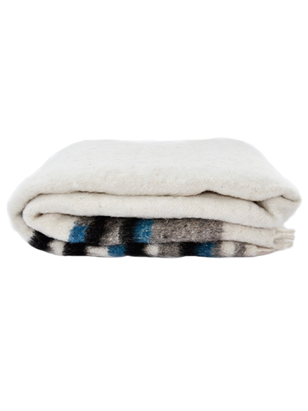 Fair trade and natural blue wool blanket