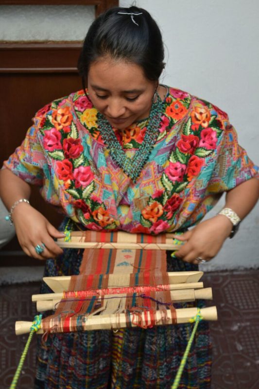 Mayan backstrap loom textiles, weaving fabric